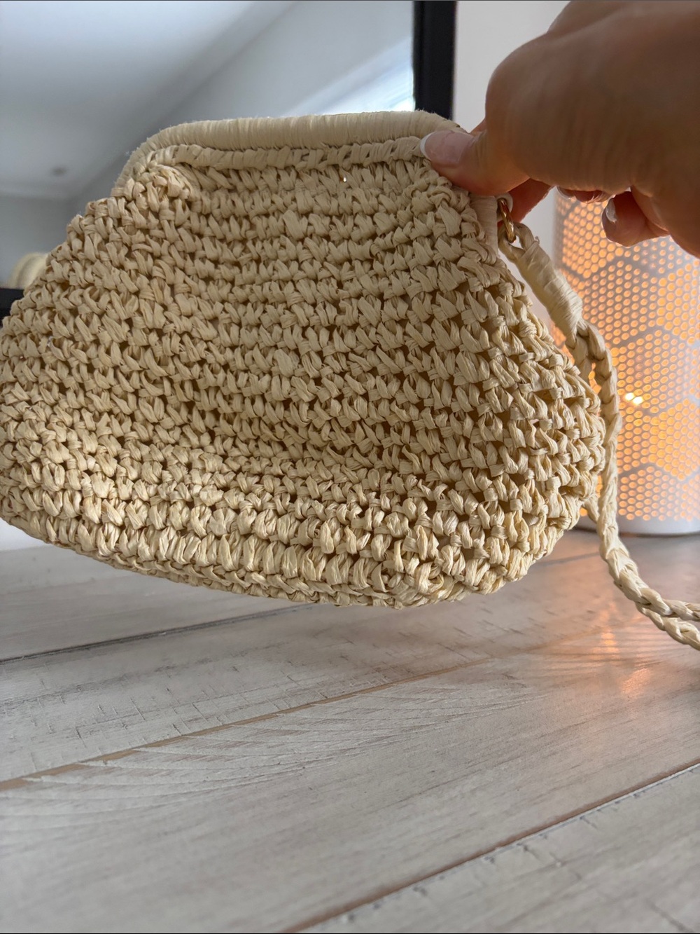 Woven Straw Clutch Bag in Natural Cream